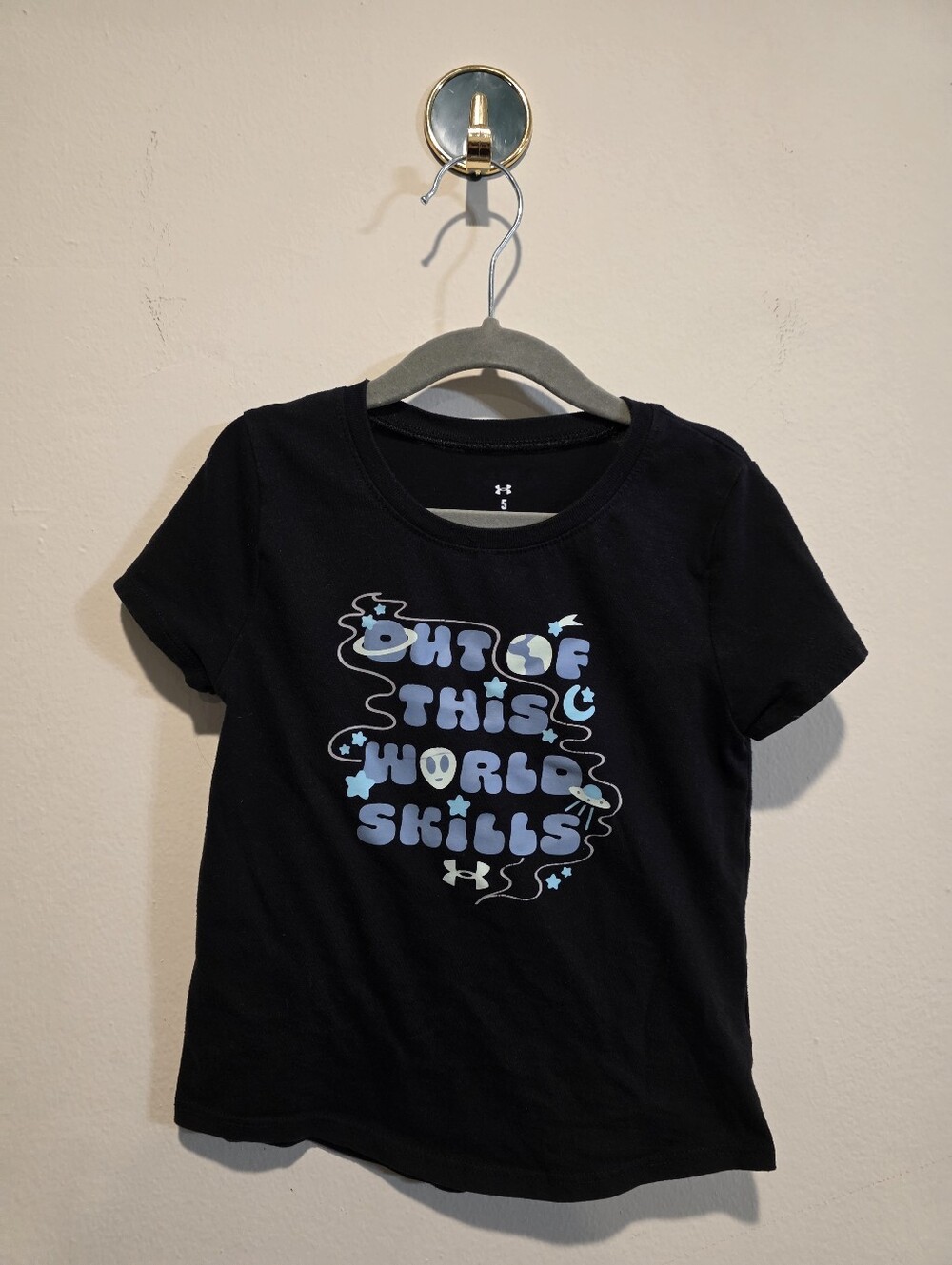 Under Armour Black Graphic Tee with Pastel Blue & Light Purple Print